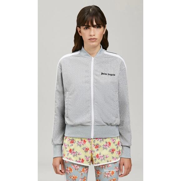 Palm Angels Glittery Lurex Bomber Striped Logo Track Jacket - Picture 6 of 15